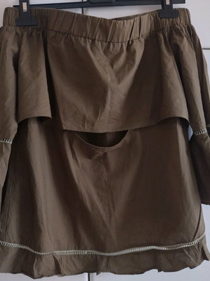 SheX khaki blouse with back opening size medium new