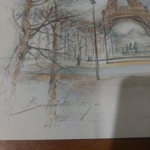 Watercolor of Eiffel Tower new, size 30x40