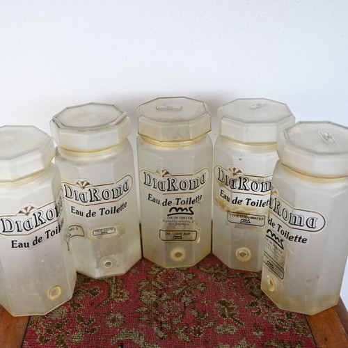 Set of 5 used perfume shop containers 24 cm height