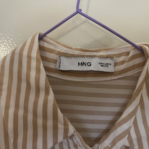 Mango striped beige shirt used, thin airy fabric