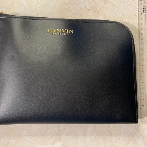 Lanvin toiletry bag new black leatherette with travel cosmetics