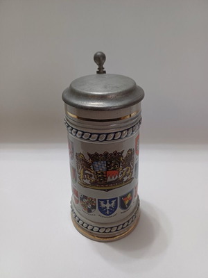 German porcelain beer stein used with lid