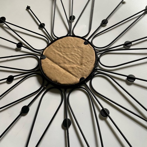 Decorative wall art used, black metal star frame with mirror