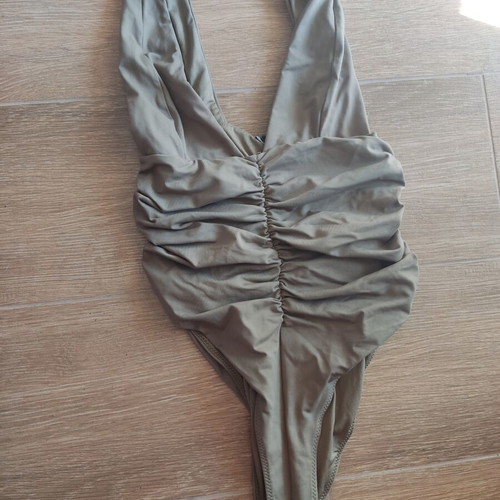 Zara one-piece swimsuit khaki high leg 80s used
