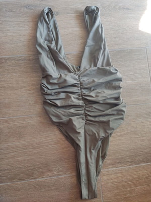 Zara one-piece swimsuit khaki high leg 80s used