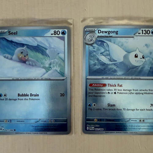 Pokemon Seel and Dewgong cards from Phantasmal Flames