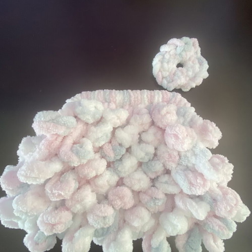 Handmade Puffy Pop Corn Bag like new, white and pink