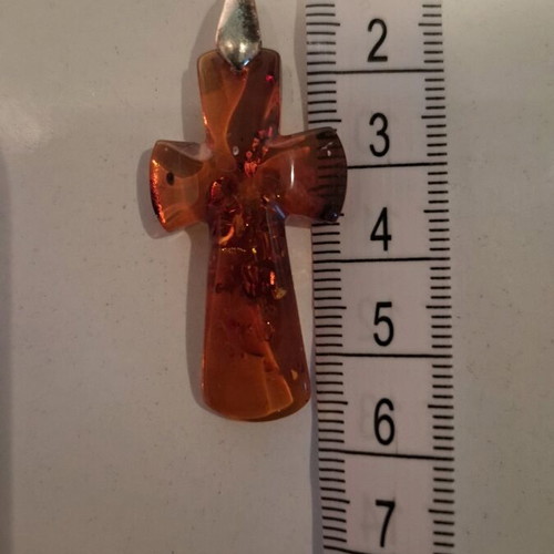 Cross pendant made of natural amber with 18k gold plating new