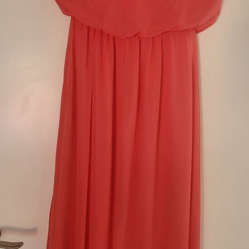 Access Fashion Coral Pink Off Shoulder Chiffon Dress EU 46 like new