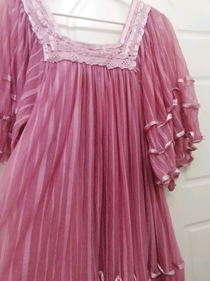 Azade vintage blouse with wide sleeves, pink chiffon
