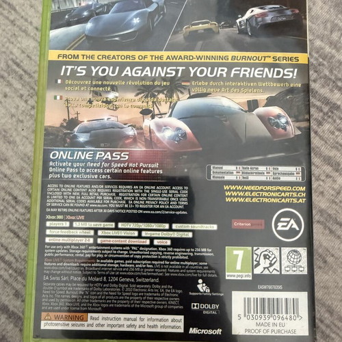 Need for Speed Hot Pursuit Xbox 360 game, good condition