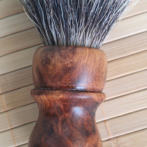 Elite Razor Amboyna Burl Shaving Brush like new, handmade USA