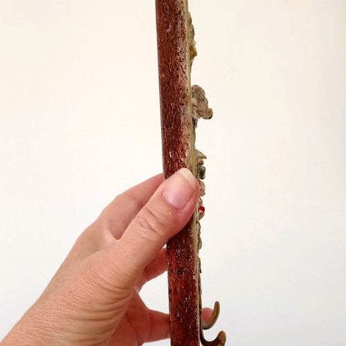 Wood painting with brass hook used, handmade art