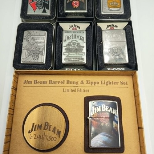 Zippo Jim Beam limited edition lighter set, 7 pieces