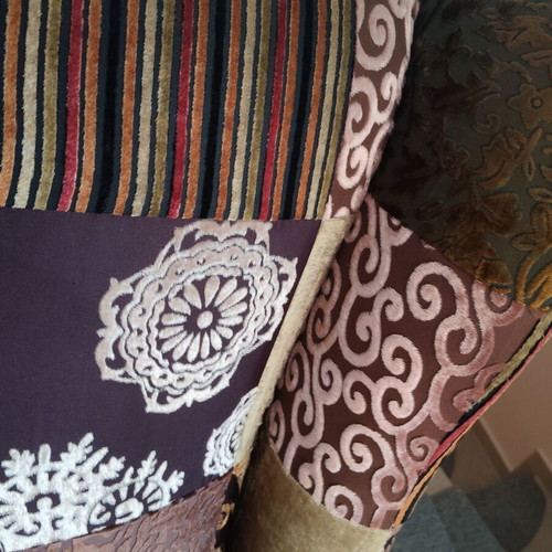 Armchair with velvet patches like new