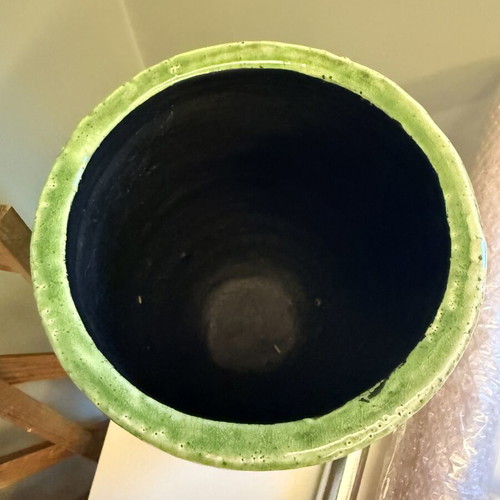 Large Green Ceramic Planter Vase vintage style