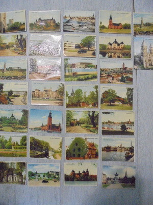 Set of 30 used small vintage postcards from Sweden