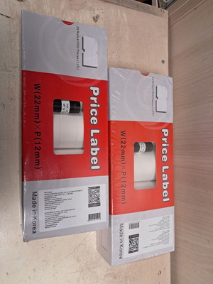 Price label rolls 22x12 mm new, 2 packs of 25 pieces with ink