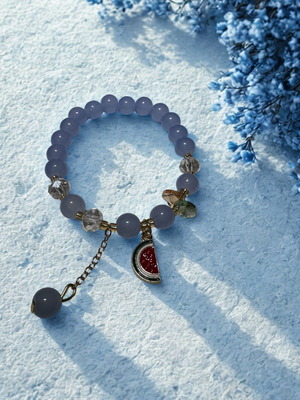 Handmade bracelet with Watermellon blue special beads new