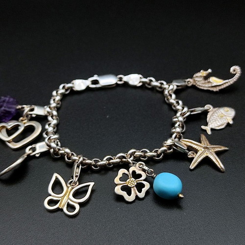 Korifidis Silver Bracelet with Charms (925) like new