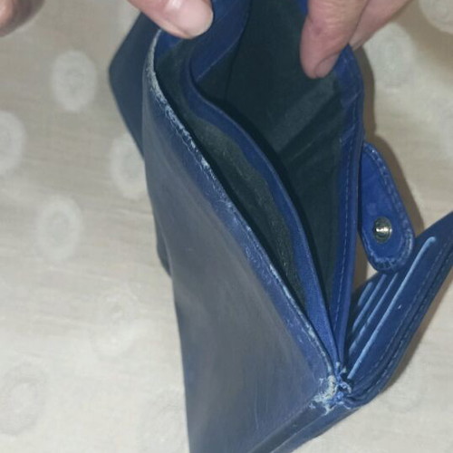 Leather wallet used, blue color
