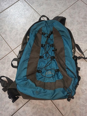 Polo backpack used, black and blue with multiple pockets