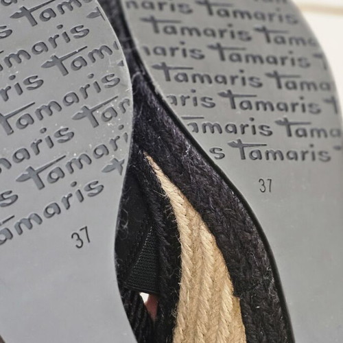 Tamaris platform sandals new, size 37, black and beige