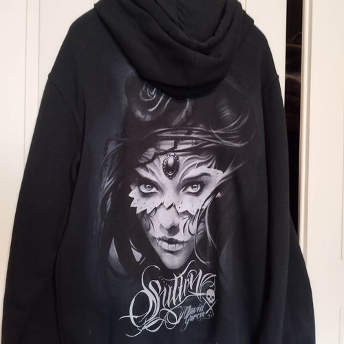 Sullen Art Collective hoodie black with print and hood, new size M