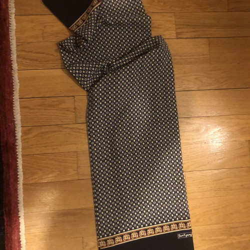 Vintage SunKyung Silk Scarf 125x25 cm blue and gold like new