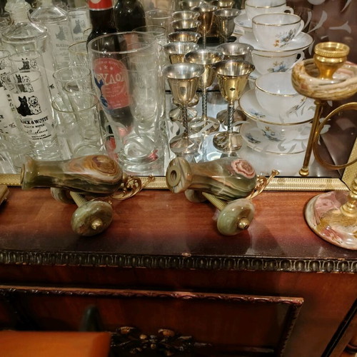 Decorative set used, 9 pieces, marble