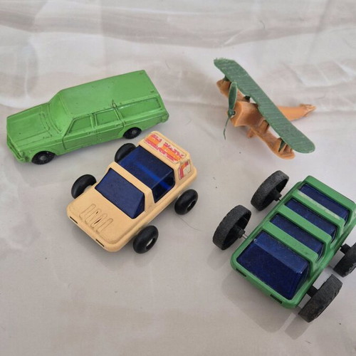 Plastic cars and airplane used, Grecostyl, Greek