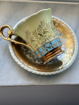 Porcelain vintage cup and saucer Bavaria RW used with floral decoration