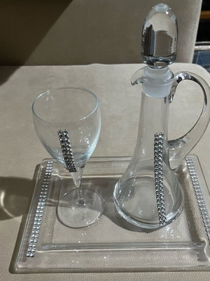 Wedding glassware set new with tray, carafe and glass