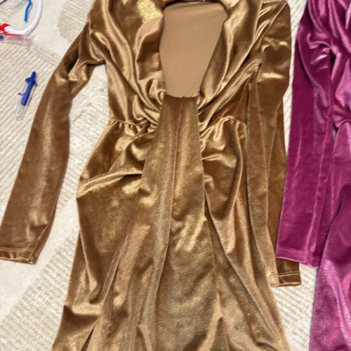Two velour dresses like new, pink and gold