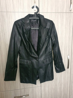 Vegan leather σακάκι καινούργιο, μαύρο, μέγεθος S
