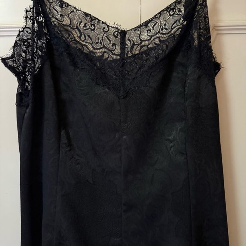 MINKPINK Black Satin Embossed One-Piece Shorts Like New With Lace Size S
