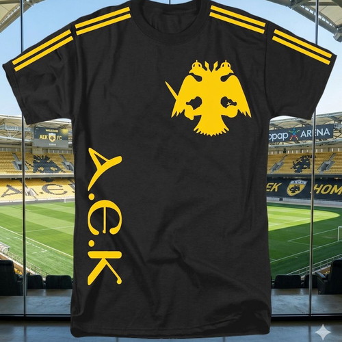 AEK T shirt cotton with DTF print logo and stripes new