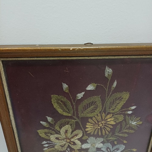 Set of two embroidered paintings used 26.5cm x 39cm