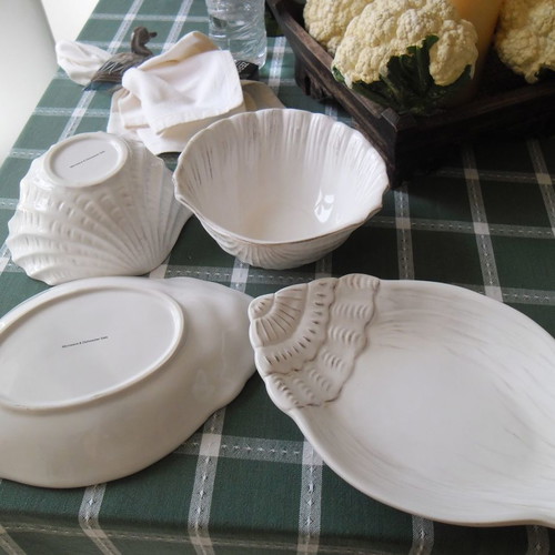 Shell-shaped bowls and platters set of 2+2 new