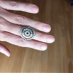  Ασημένιο δαχτυλίδι 925 με λευκά ζιργκον