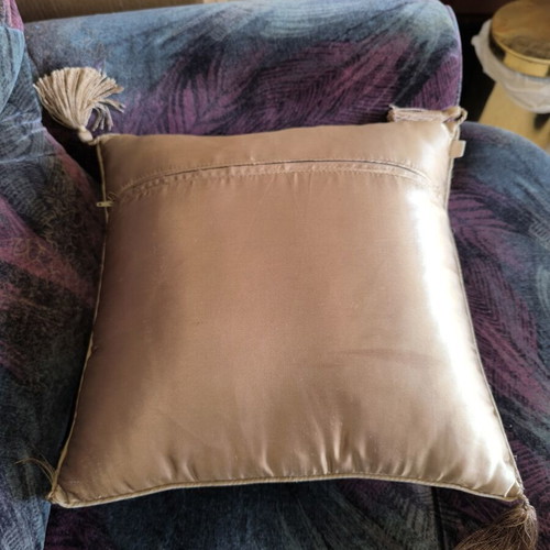 Olga Berg vintage ribbon embroidered silk pillows like new, set of 2