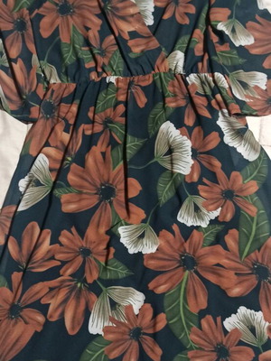 Midi floral dress brown wrap style like new, size L