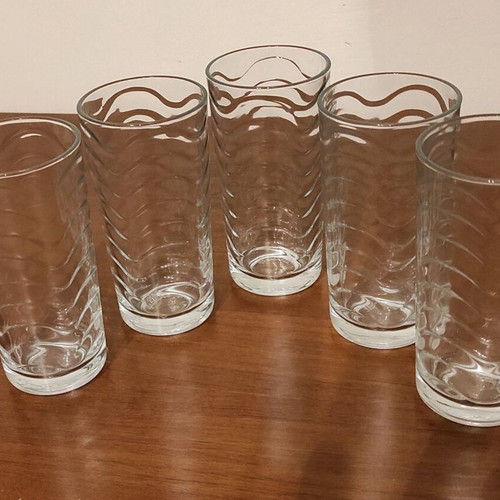 Water glasses used, set of 5 pieces