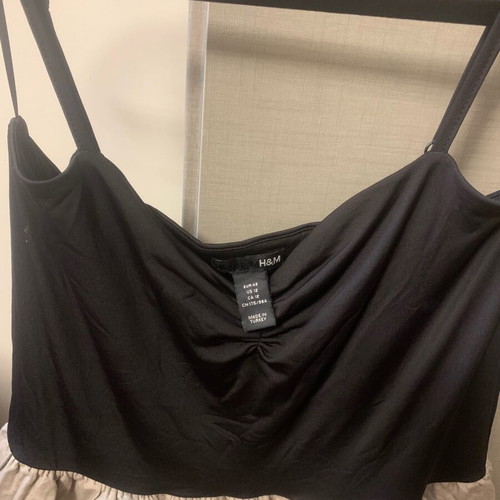 H&M dress like new, black bust with beige-khaki ruffles