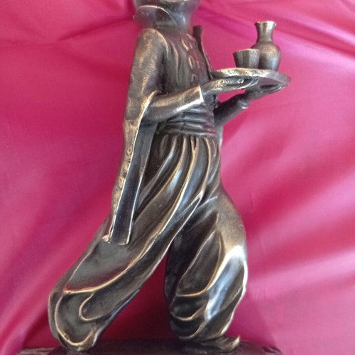Philhellenic bronze statue on marble base, like new