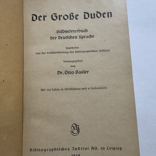 Der Grosse Duden IV Bildwörterbuch German illustrated dictionary 1938