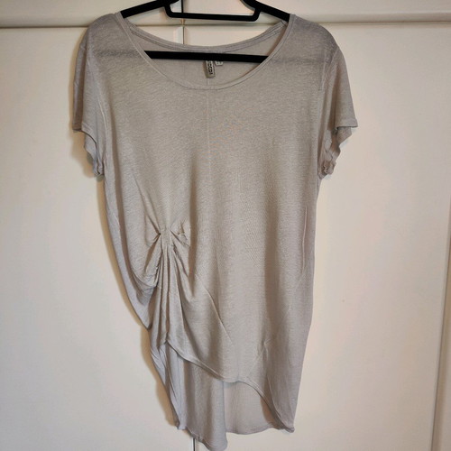 Women's Asymmetrical Blouse H&M Divided with Linen – Beige/Grey (Size S)
