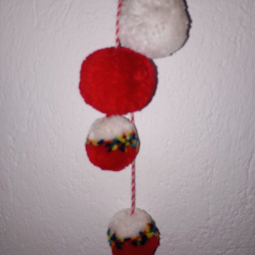 Martenichka for hanging used, traditional style with large pompoms