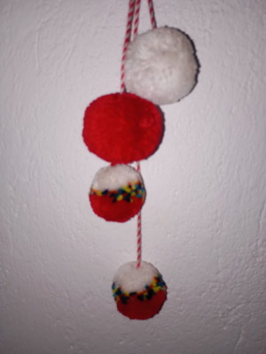 Martenichka for hanging used, traditional style with large pompoms