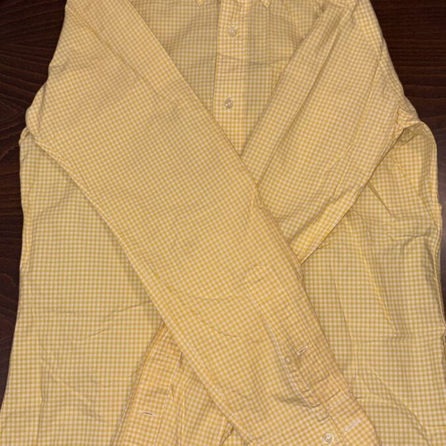 Ralph Lauren checked shirt in yellow, like new with small stain